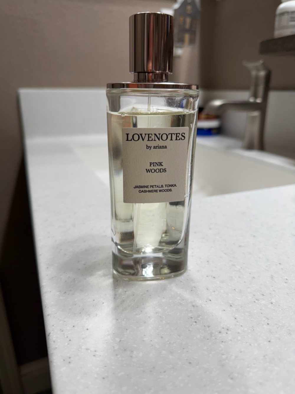 Ariana Grande Lovenotes Pink Woods Clear & Silver Bottle